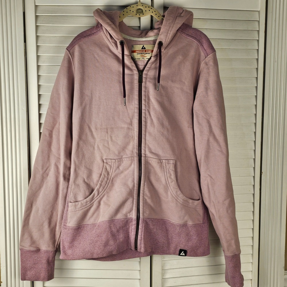 American Giant Women’s Pink Classic Full Zip Hoodie – XL